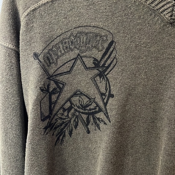 Vintage Buffalo David Bitton Sweater Army Green Large Elbow Patches EUC - Picture 6 of 12